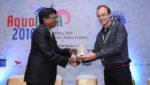 Peter Coutteau receives gold sponsor award from Dr. P. Ravachandran, Member Secretary of the Coastal Aquaculture Authority