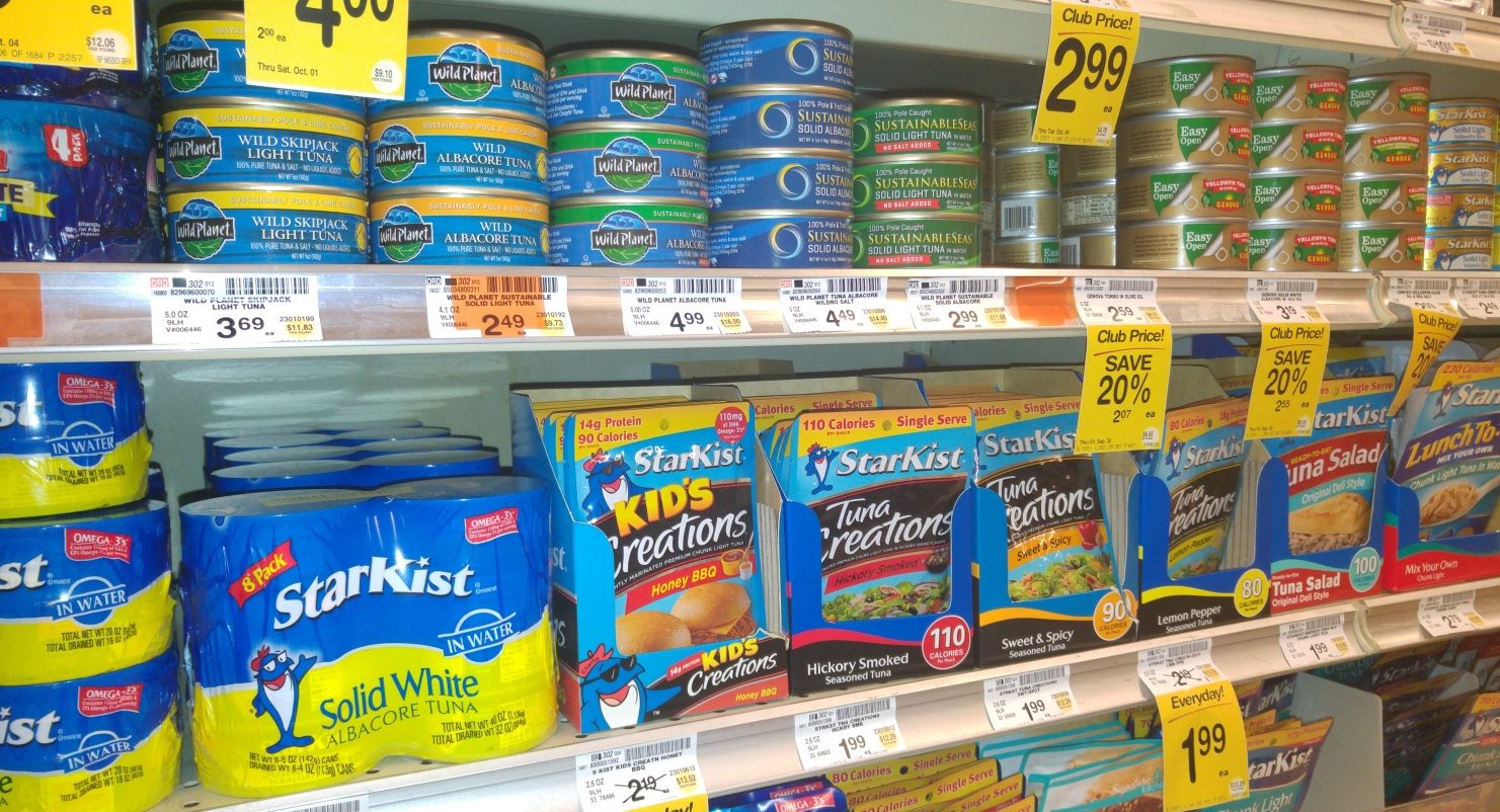 Starkist products on display at Safeway, Seattle, USA, September 2016.