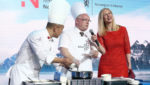 Fisheries minister Per Sandberg (middle) with a professional chef and the Norwegian Seafood Council's Renate Larsen