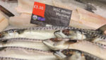 Marine Stewardship Council-certified mackerel on a Tesco fish counter.