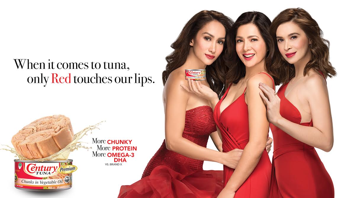 Century Pacific's latest advertising campaign 'Premium Red Line' features the firm's branded tuna chunks in vegetable oil, chunks Spanish style; chunks in brine.
