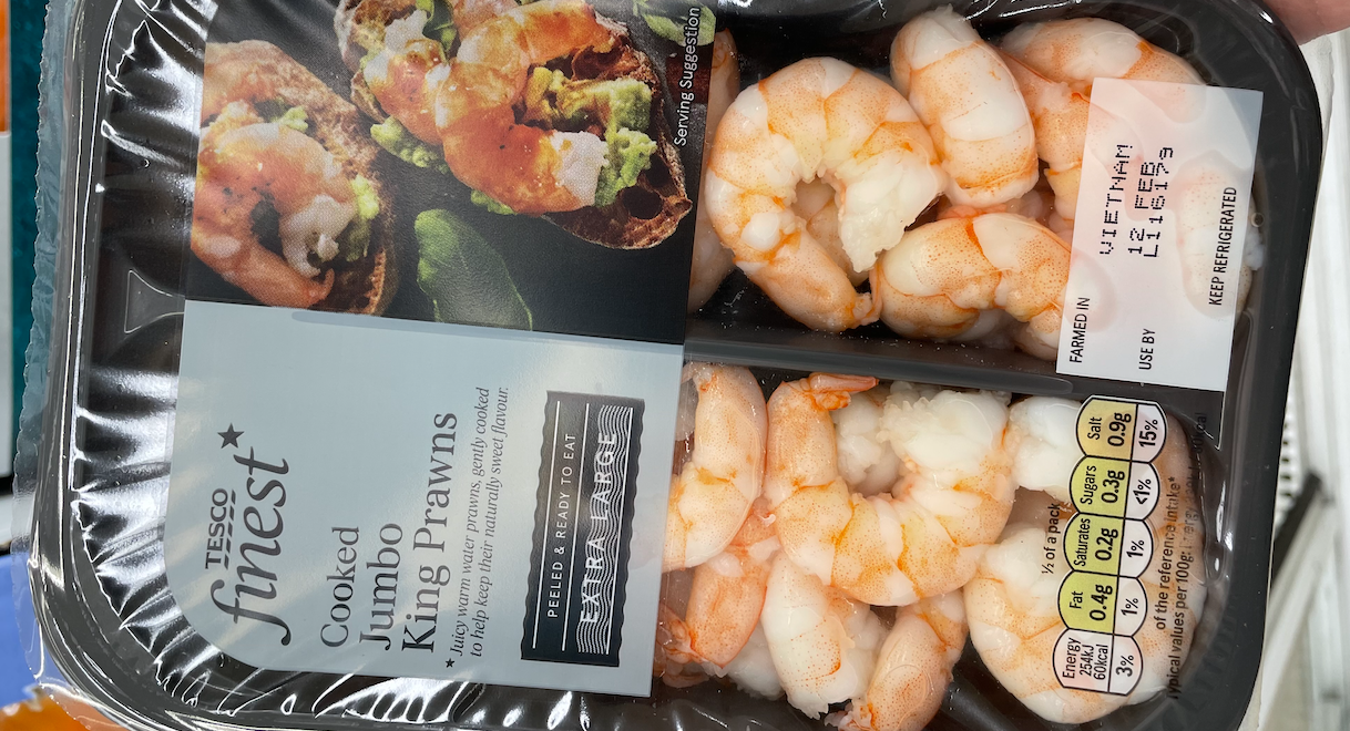 Big Prawn shrimp products replace Hilton in some Tesco stores